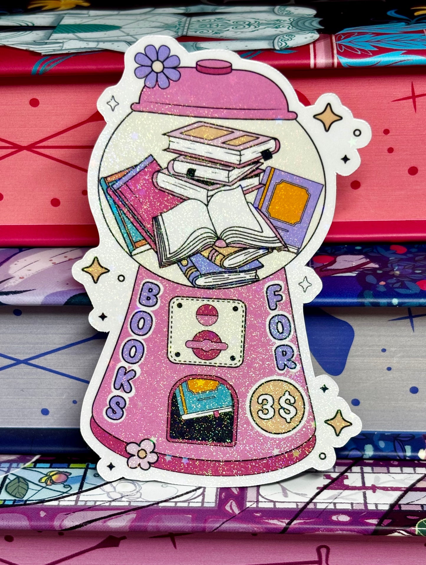 Cute Books For Three Dollars Vending Machine Sticker