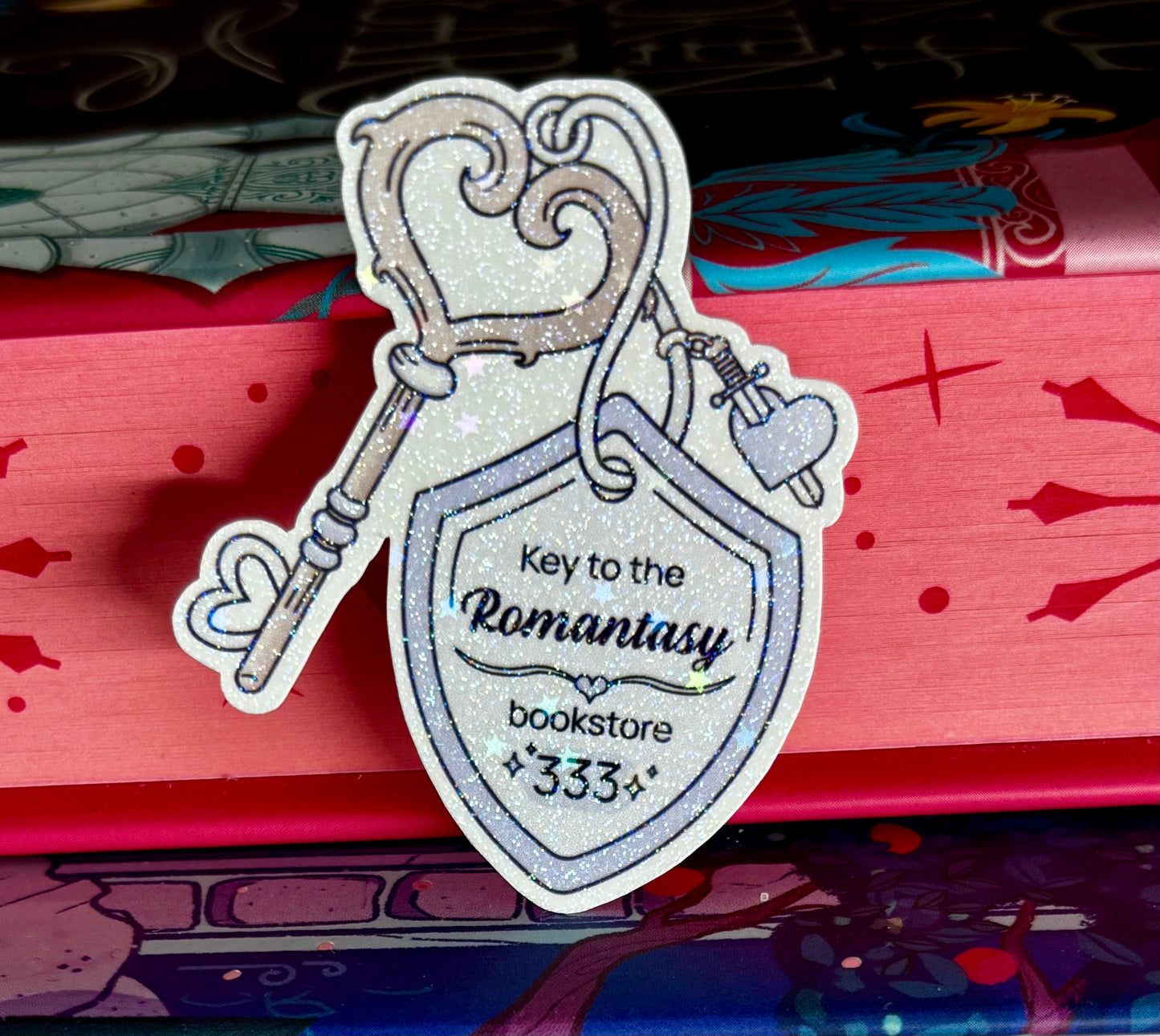 Mini Key To The Romantasy Bookstore Sticker