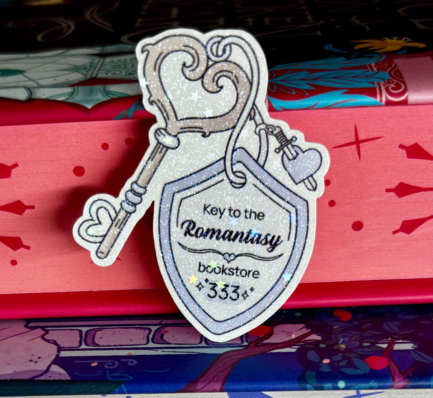 Mini Key To The Romantasy Bookstore Sticker