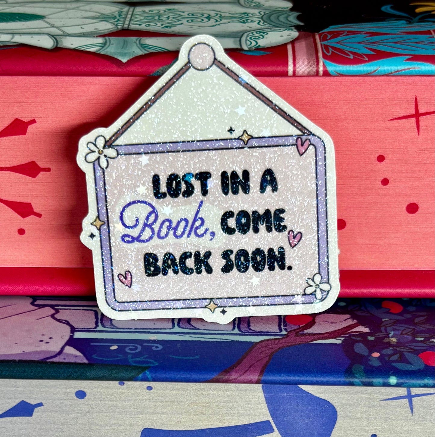 Mini Lost In A Book Come Back Soon Sign Style Sticker