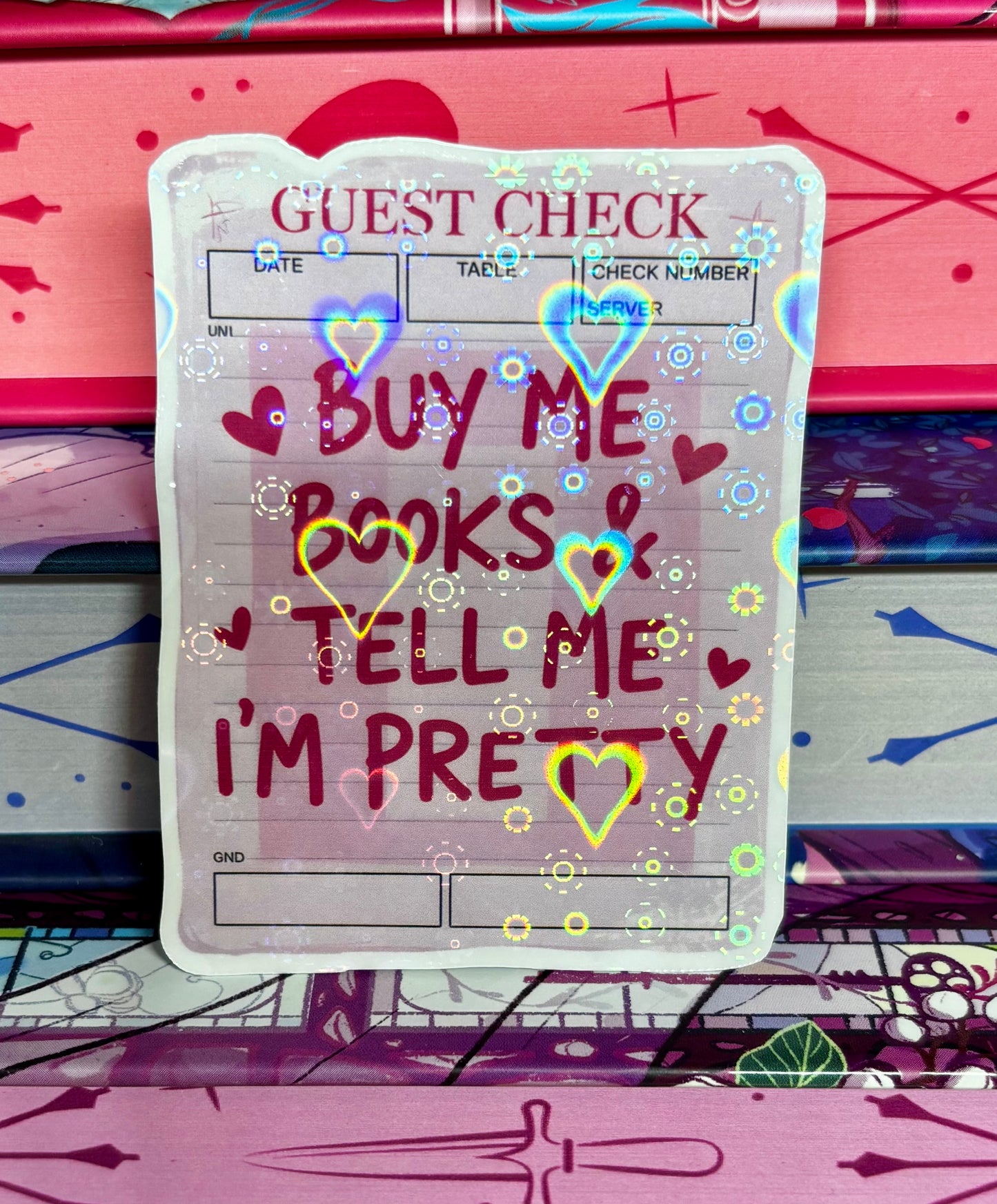 Buy Me Books And Tell Me I'm Pretty Guest Check Sticker