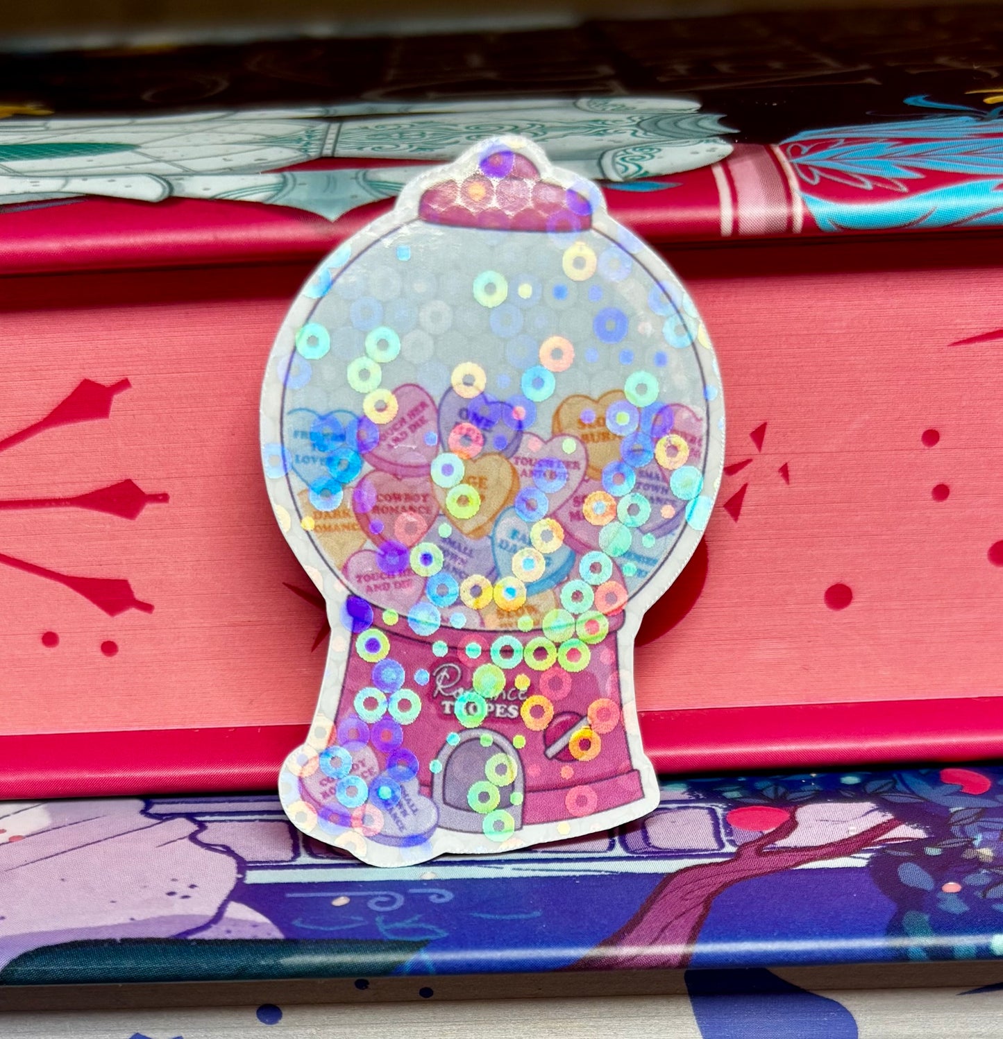 Mini Cute Love Heart Romance Tropes Vending Gumball Machine Sticker