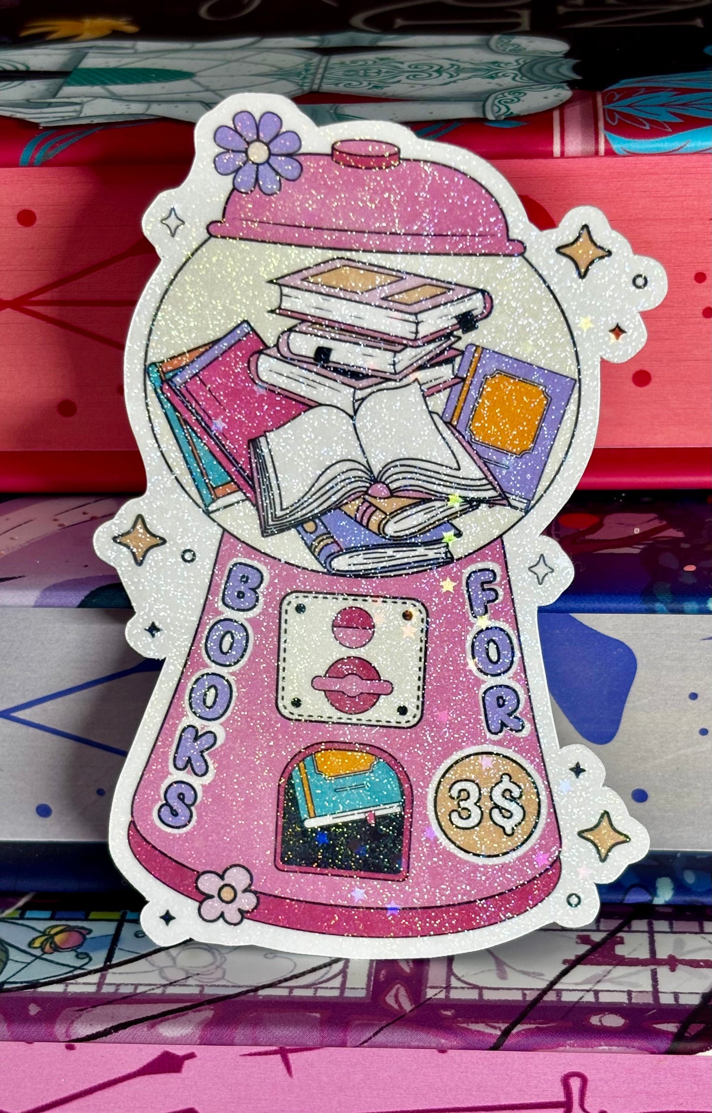 Cute Books For Three Dollars Vending Machine Sticker