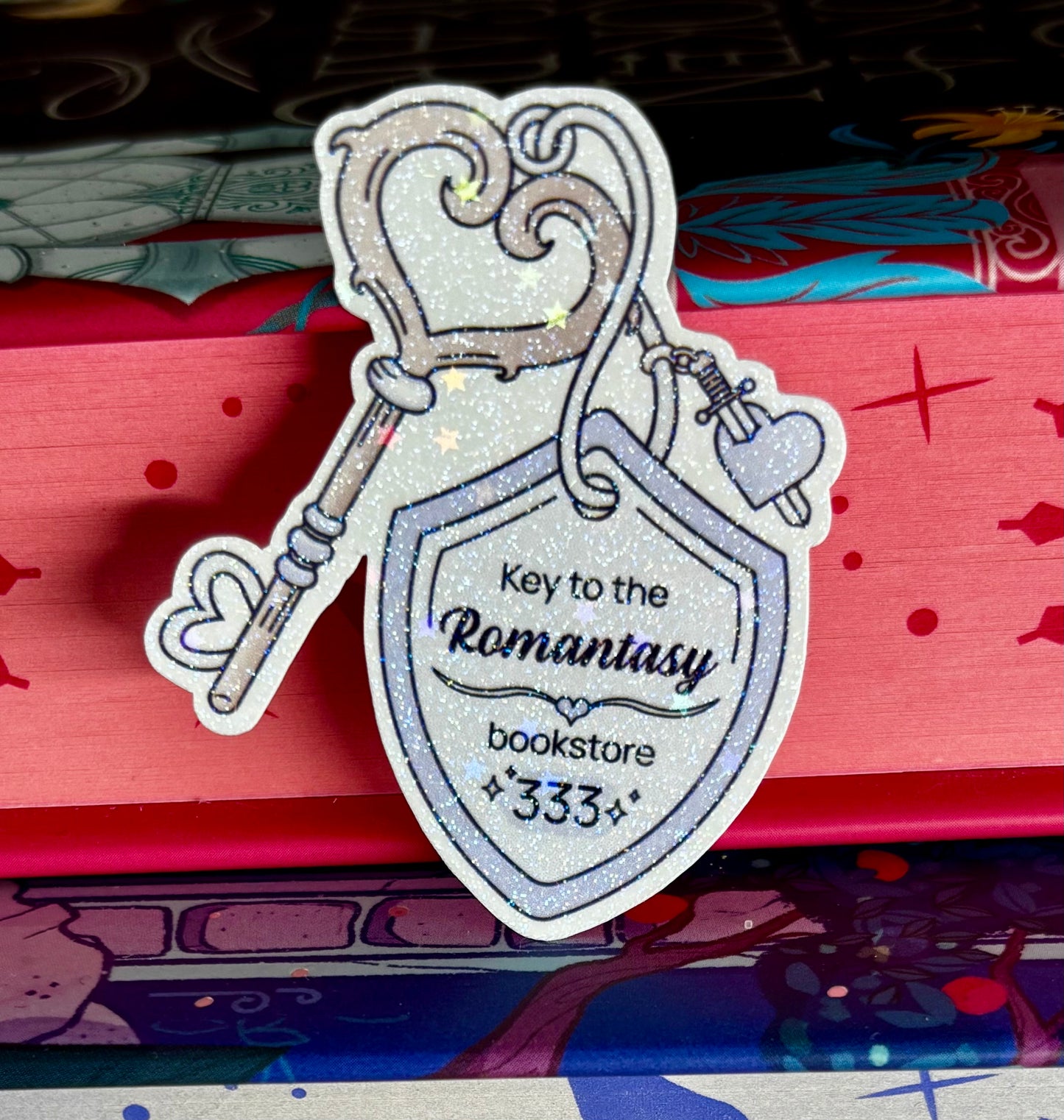Mini Key To The Romantasy Bookstore Sticker