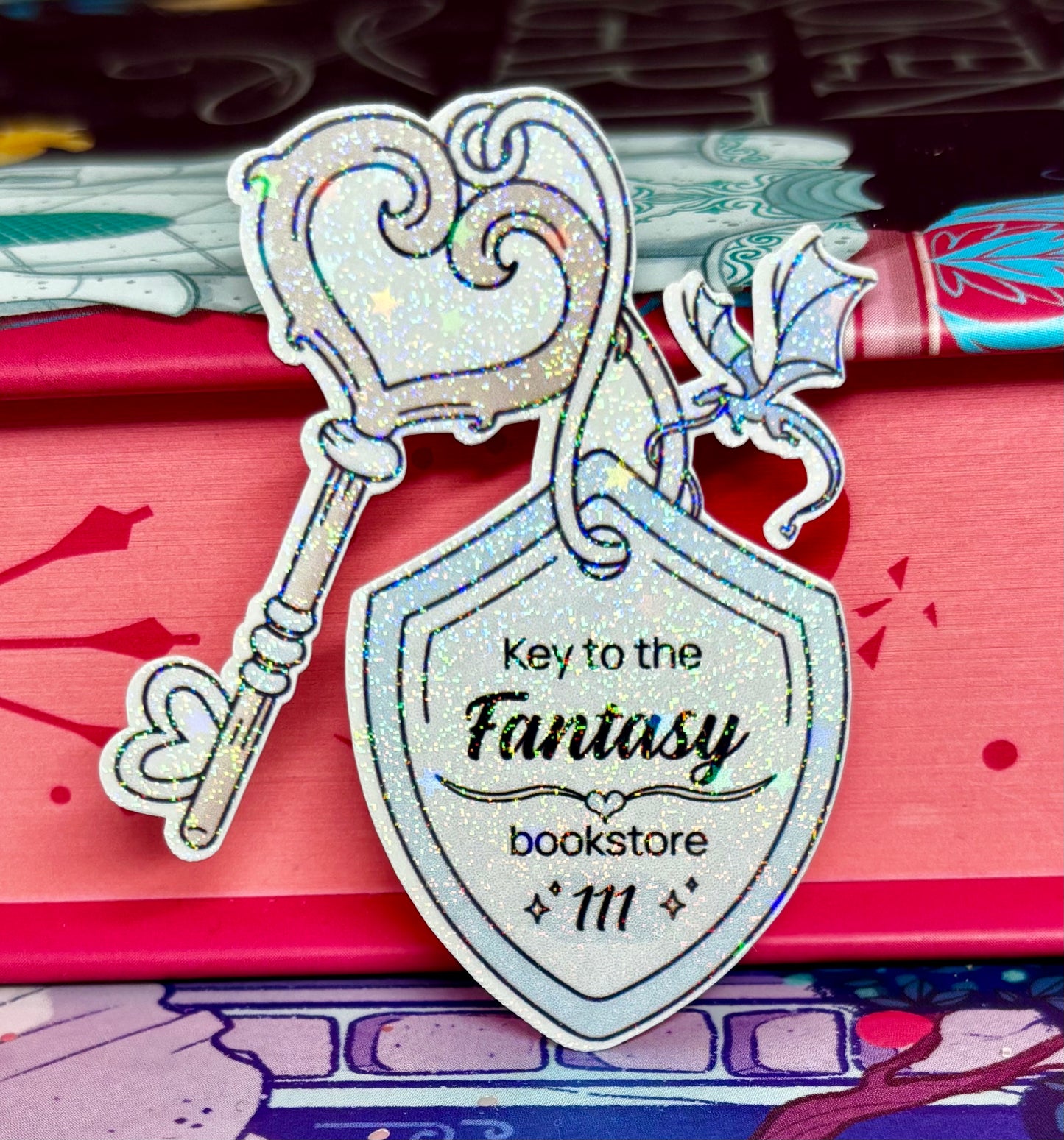 Mini Key To The Fantasy Bookstore Sticker
