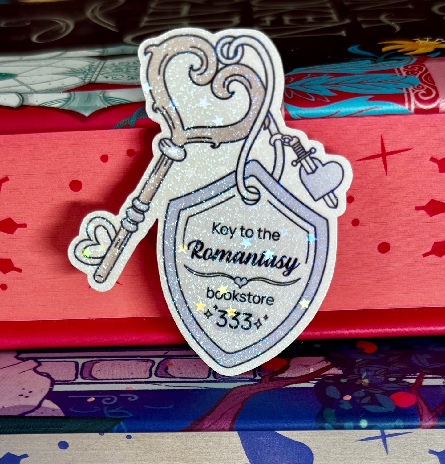Mini Key To The Romantasy Bookstore Sticker