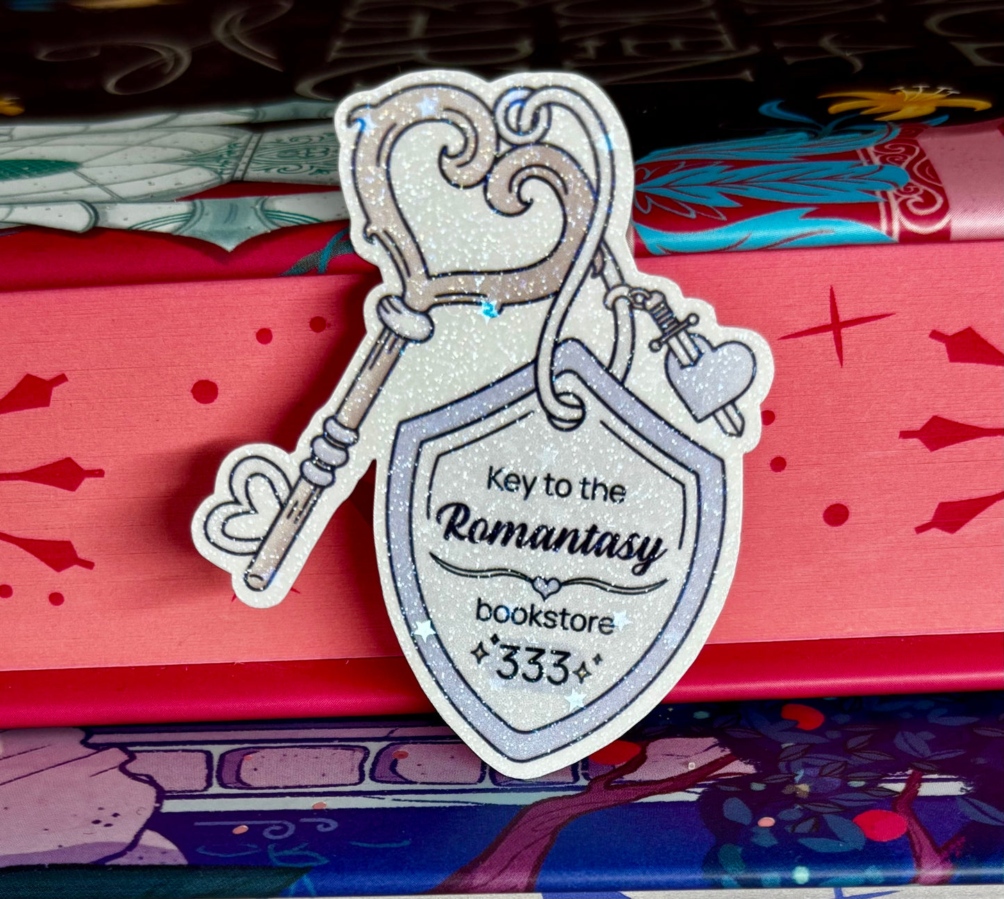 Mini Key To The Romantasy Bookstore Sticker
