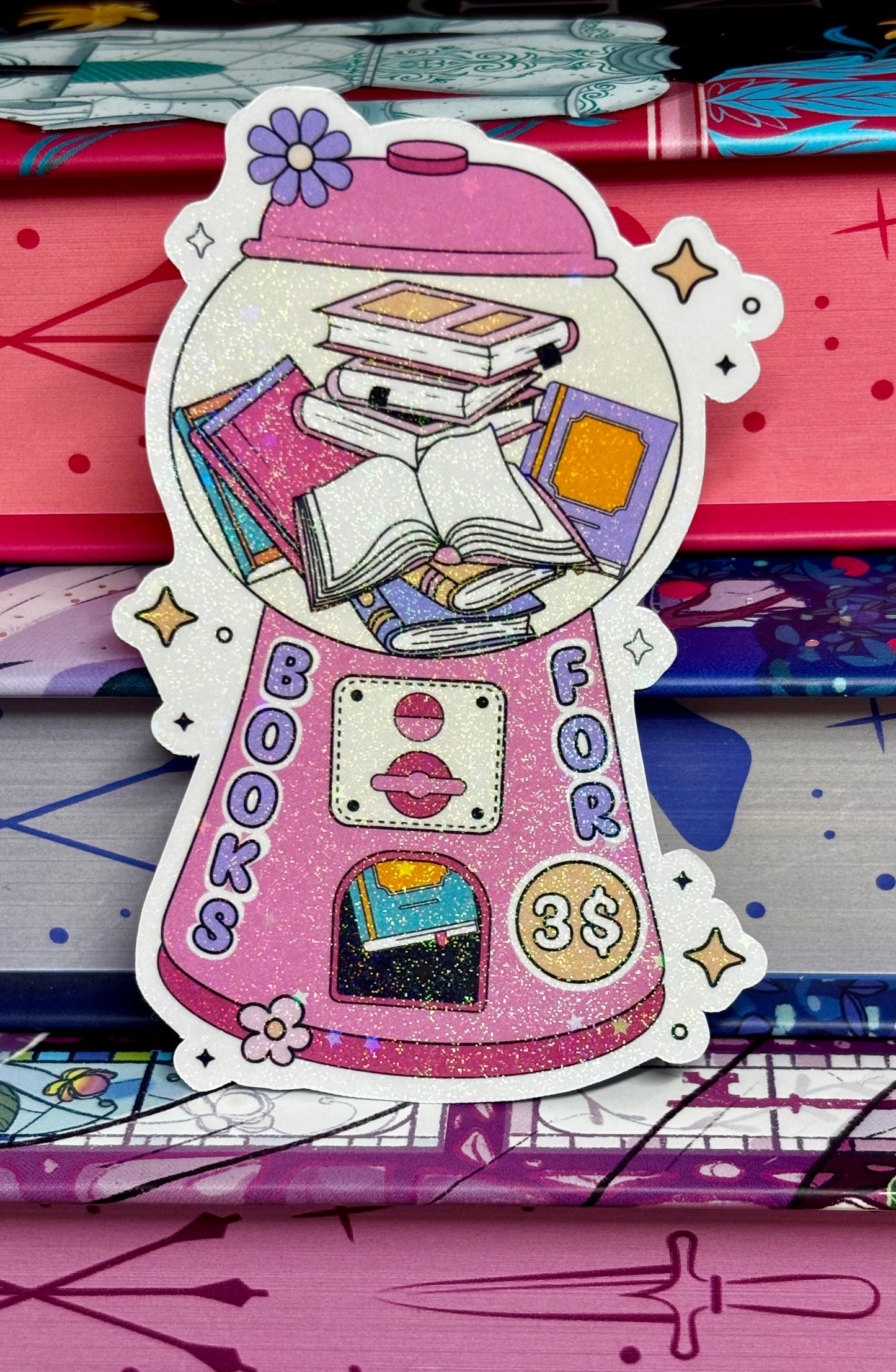 Cute Books For Three Dollars Vending Machine Sticker