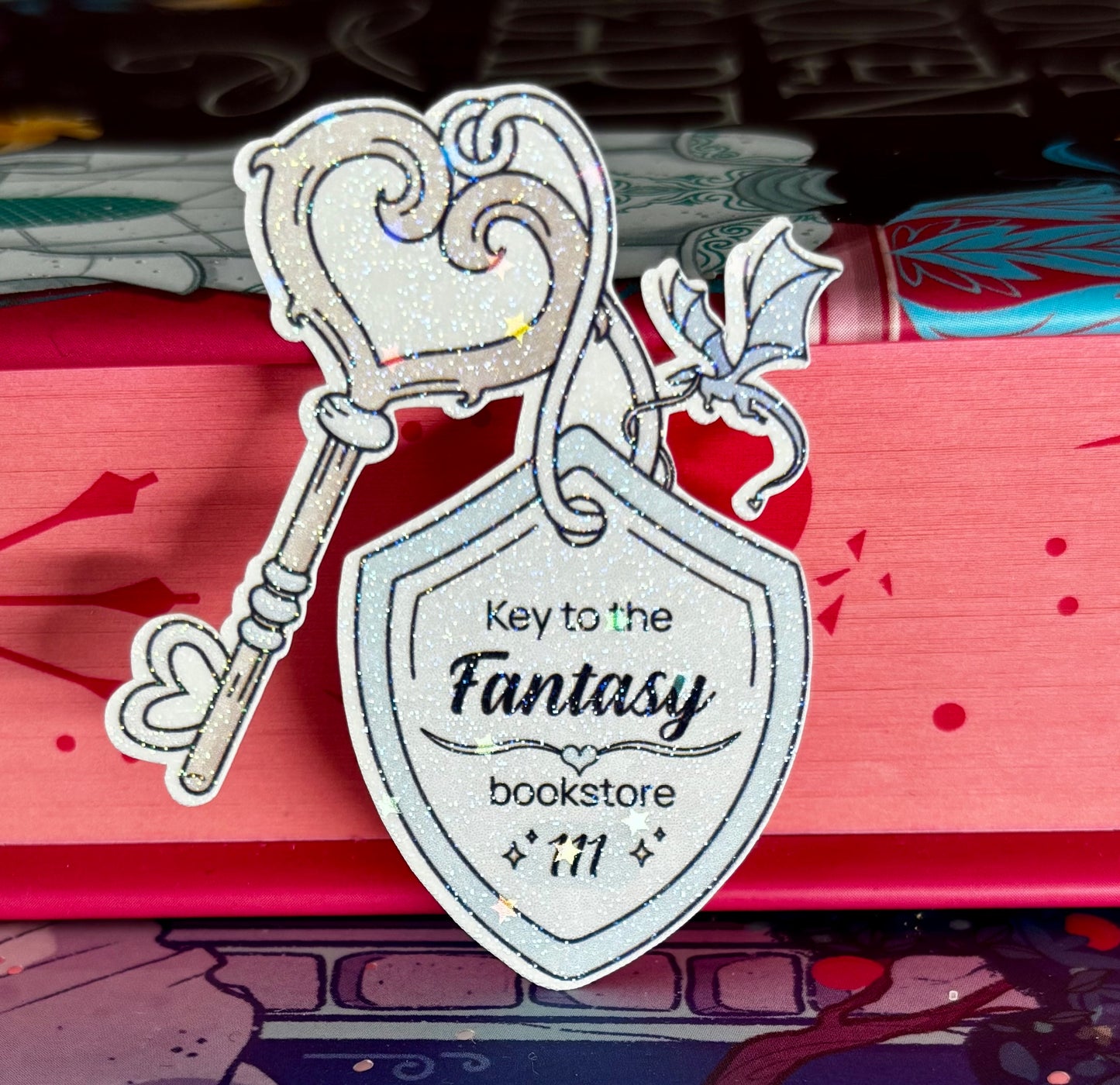 Mini Key To The Fantasy Bookstore Sticker