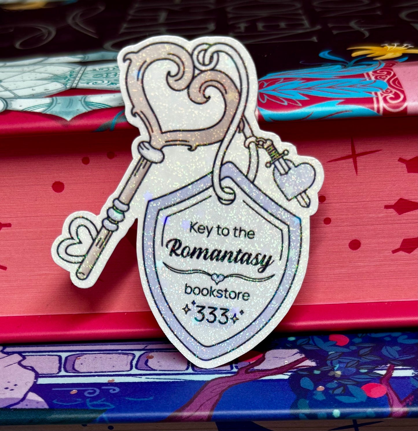 Mini Key To The Romantasy Bookstore Sticker