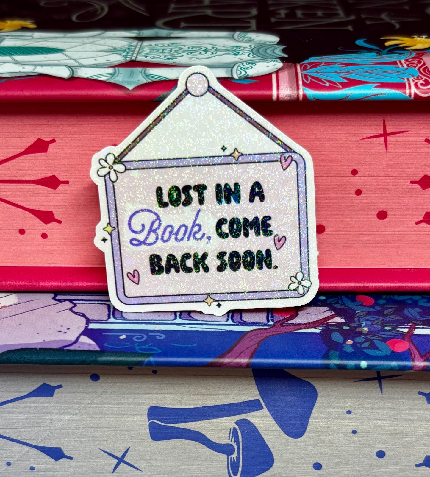 Mini Lost In A Book Come Back Soon Sign Style Sticker
