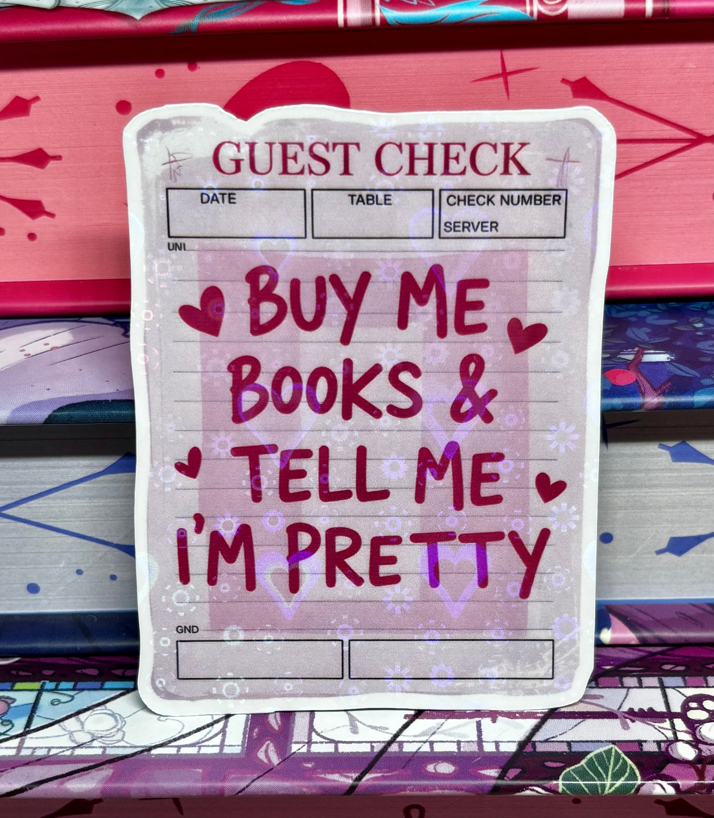 Buy Me Books And Tell Me I'm Pretty Guest Check Sticker