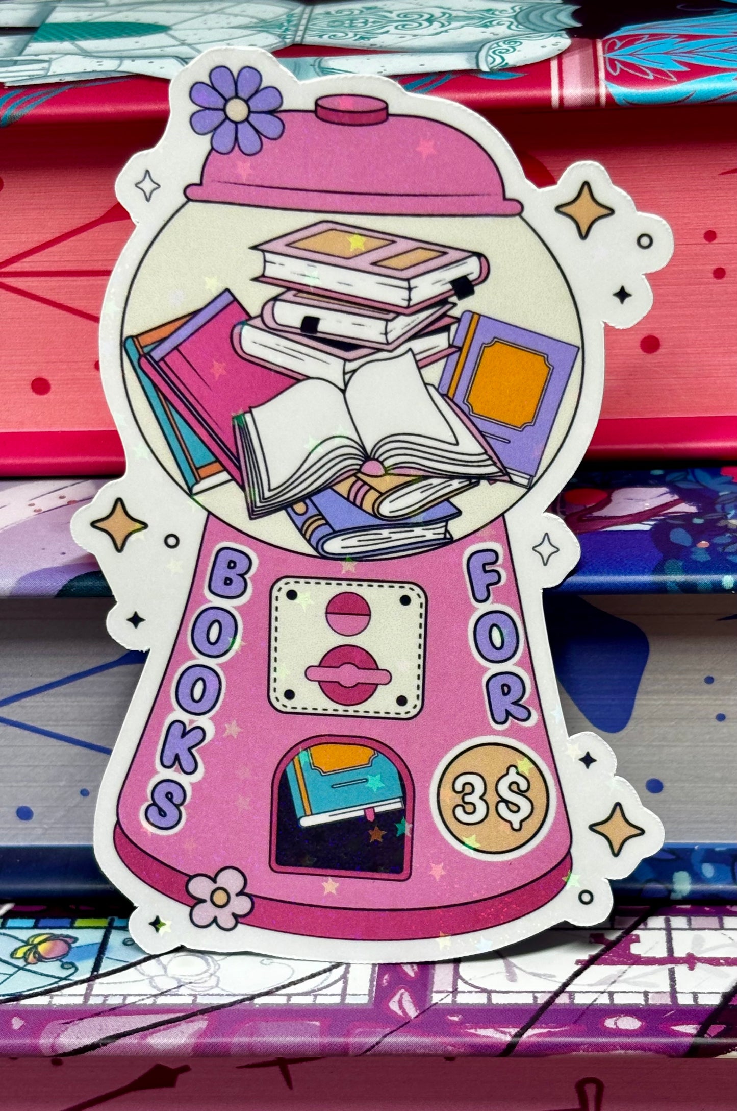 Cute Books For Three Dollars Vending Machine Sticker