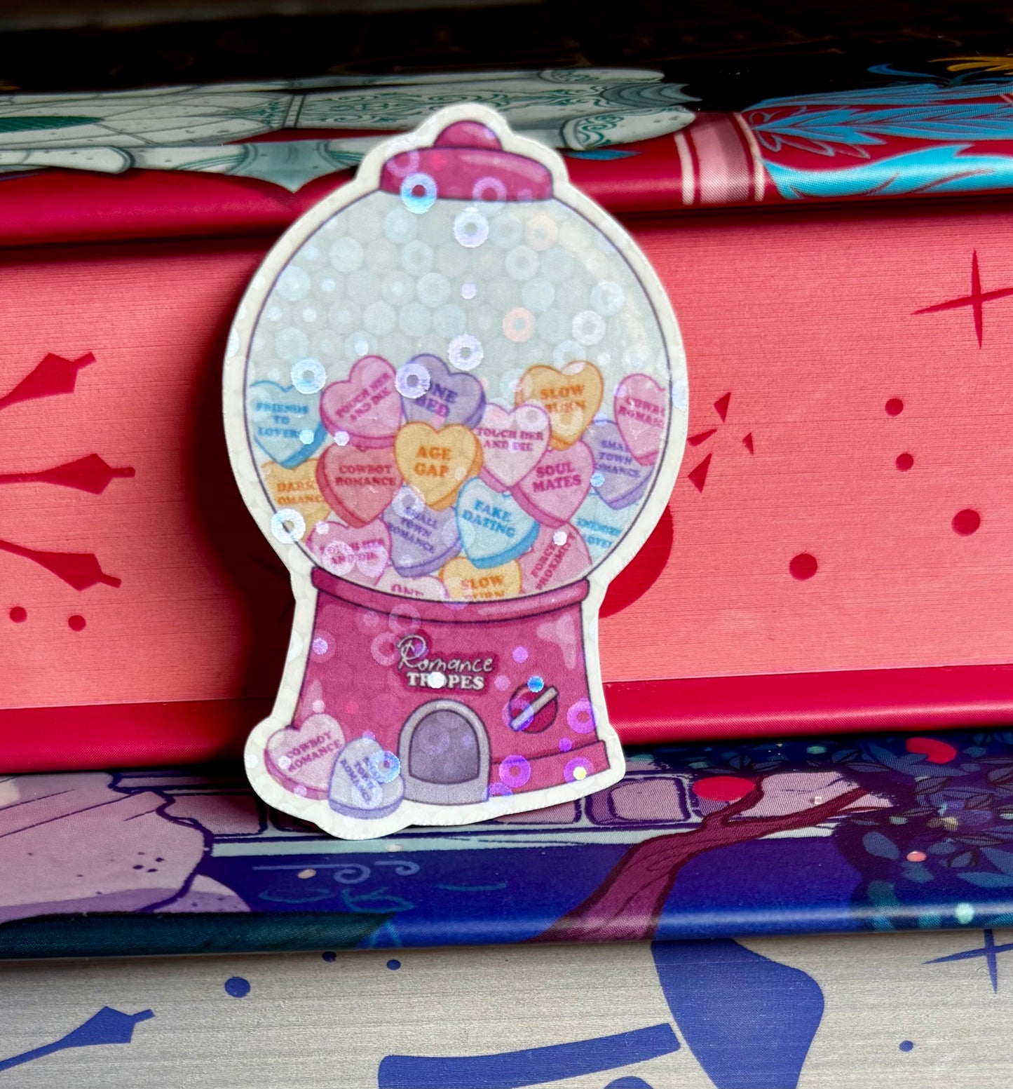 Mini Cute Love Heart Romance Tropes Vending Gumball Machine Sticker