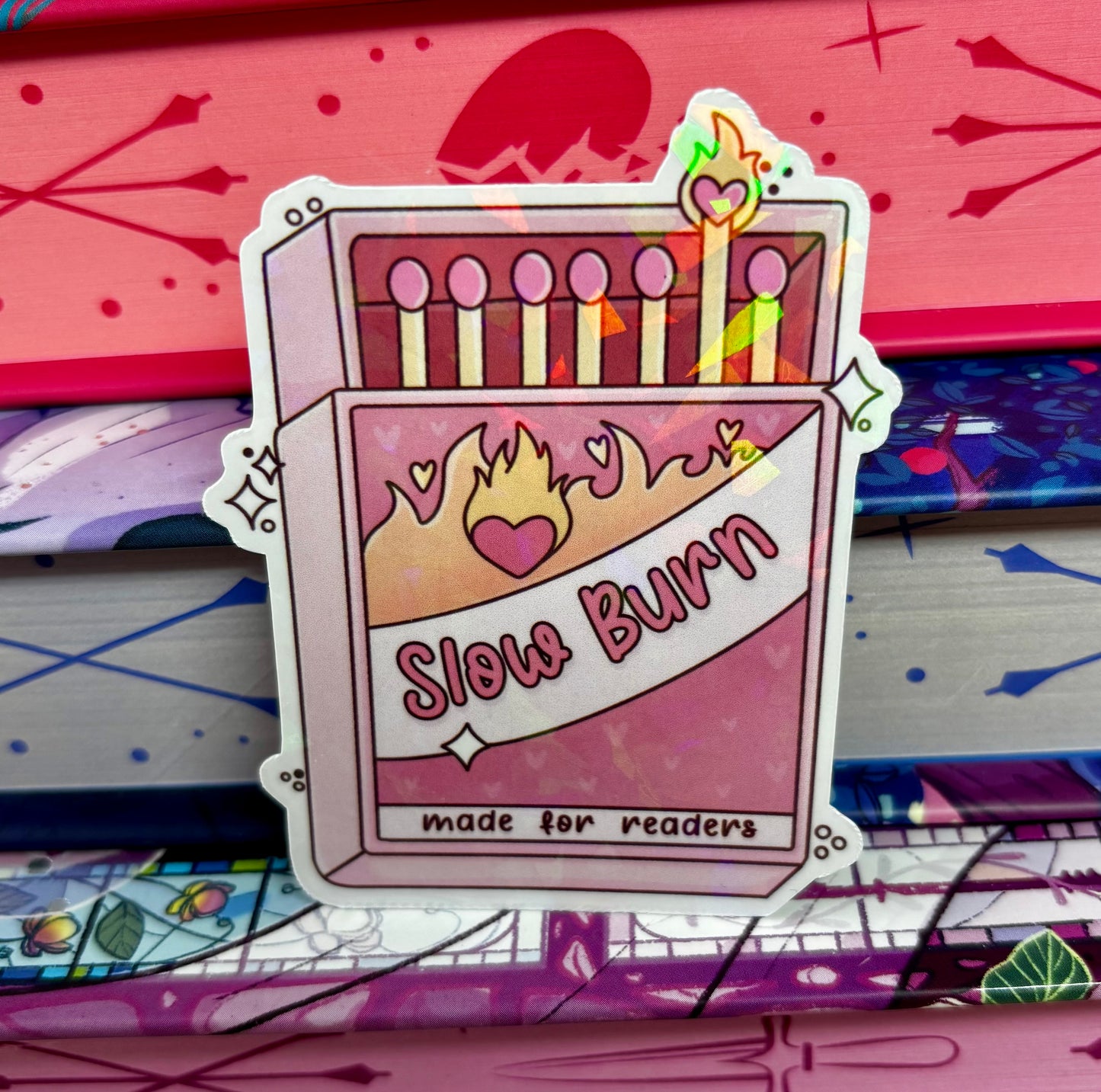 Slow Burn Matches Romance Tropes Sticker