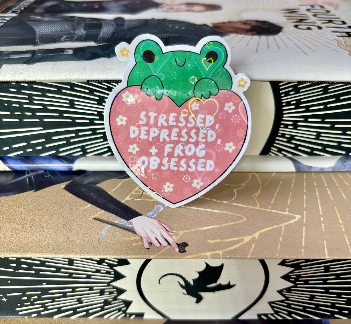 Stressed, Depressed + Frog Obsessed Cute Frog Sticker