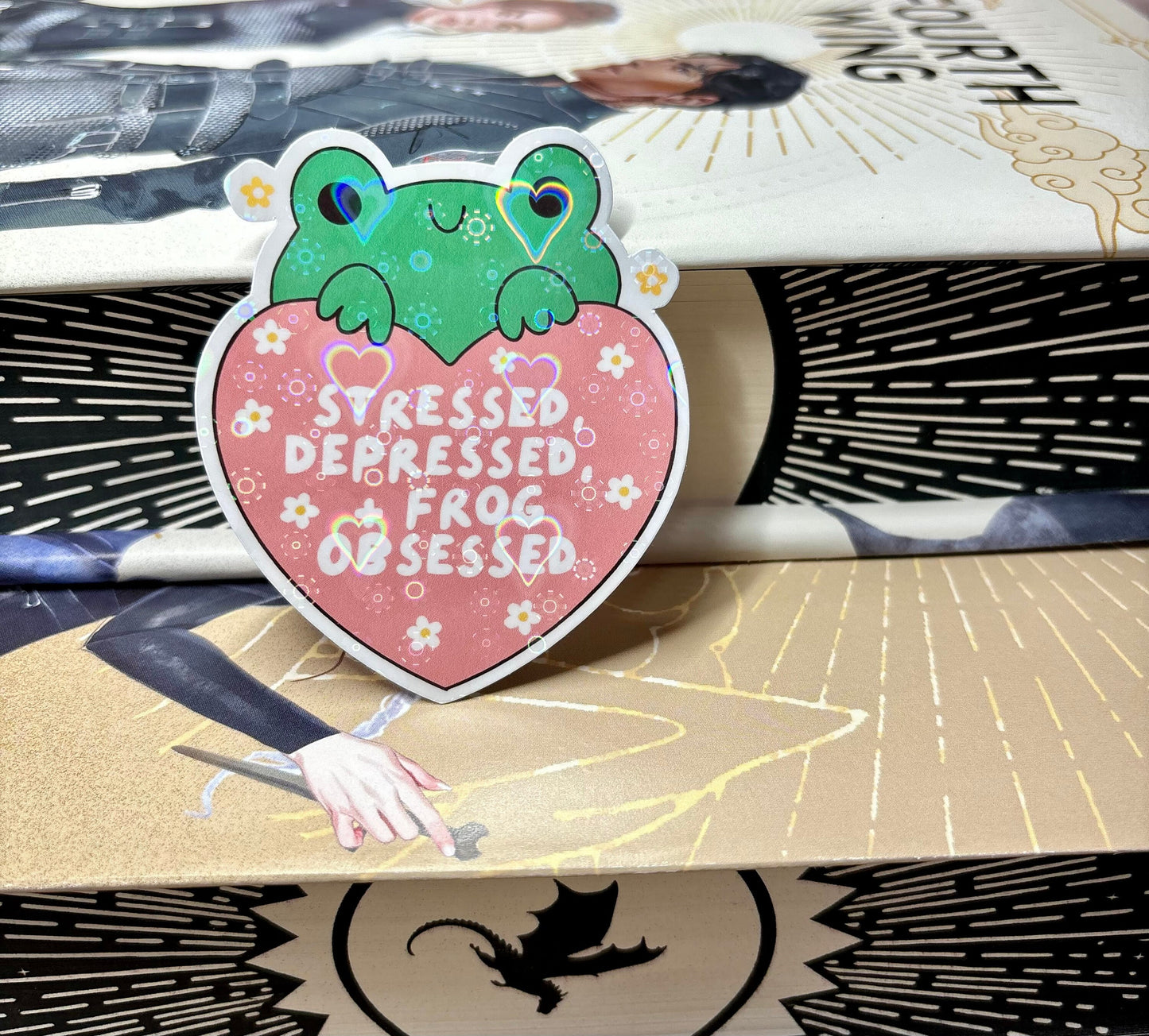 Stressed, Depressed + Frog Obsessed Cute Frog Sticker