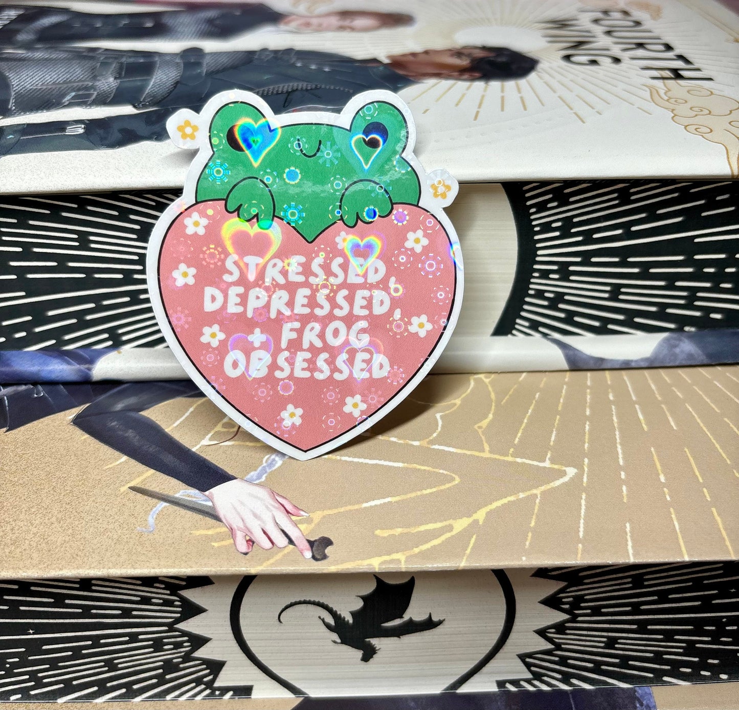Stressed, Depressed + Frog Obsessed Cute Frog Sticker