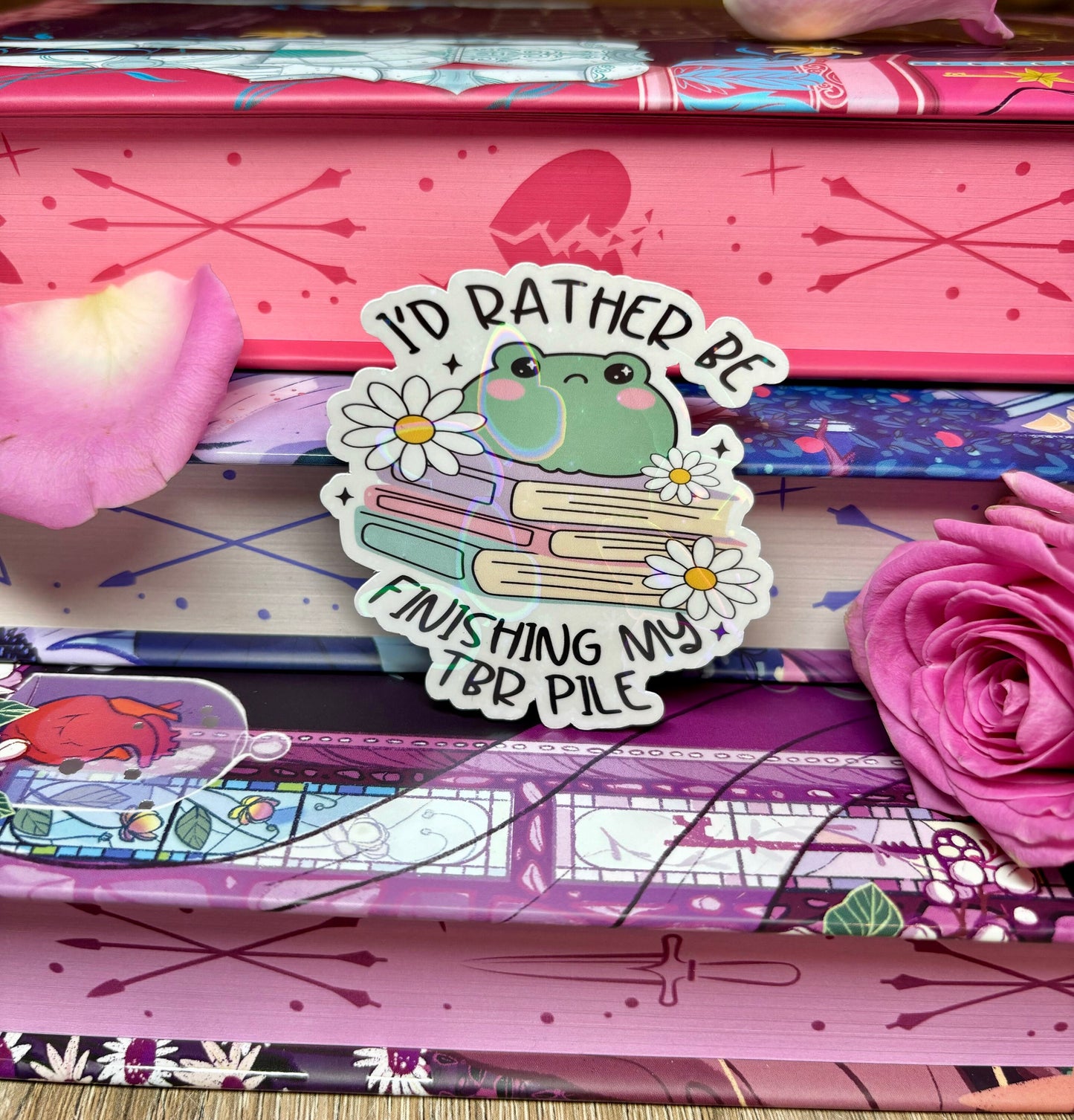 I'd Rather Be Finishing My TBR Pile Frog Sticker