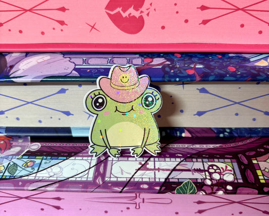 Mini Cute Cowgirl Frog Sticker