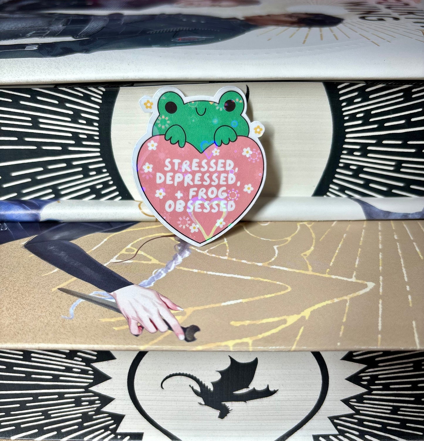 Mini Stressed, Depressed + Frog Obsessed Cute Frog Sticker