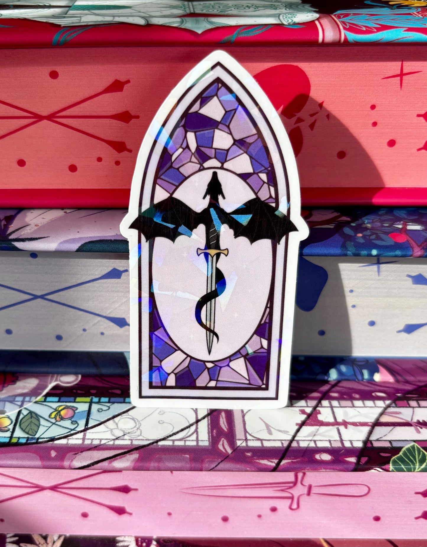 Purple Stained Glass Dragon Window Sticker