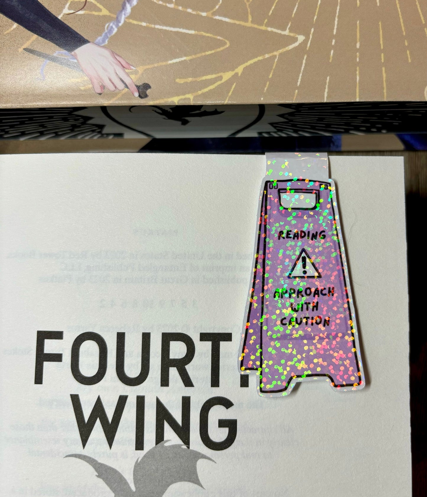 Reading Approach With Caution Floor Sign Style Magnetic Bookmark