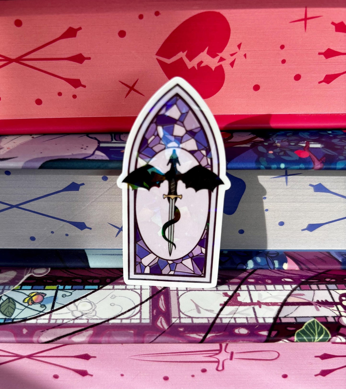 Mini Purple Stained Glass Dragon Window Sticker