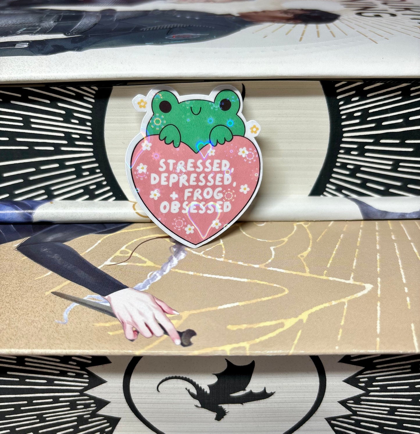 Mini Stressed, Depressed + Frog Obsessed Cute Frog Sticker