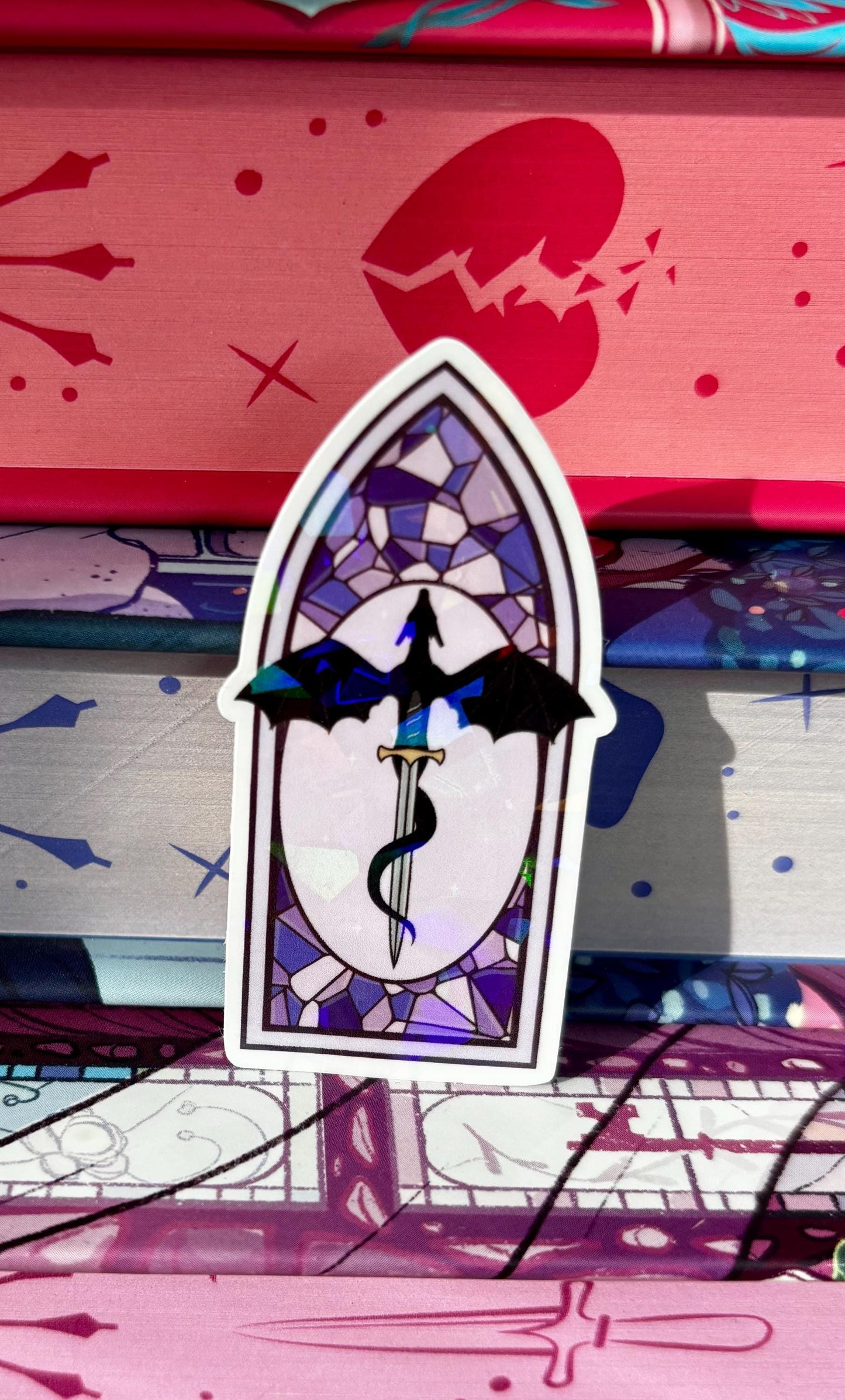 Mini Purple Stained Glass Dragon Window Sticker