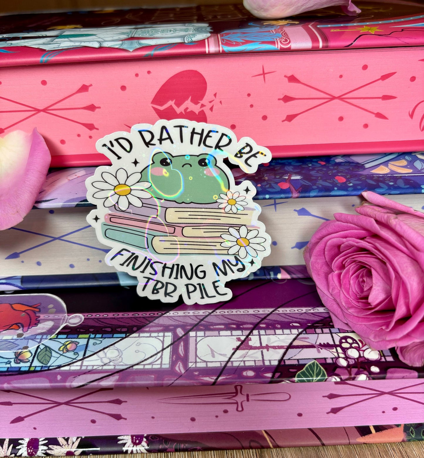 I'd Rather Be Finishing My TBR Pile Frog Sticker