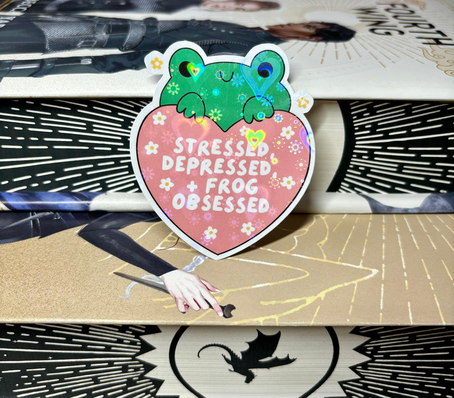 Stressed, Depressed + Frog Obsessed Cute Frog Sticker
