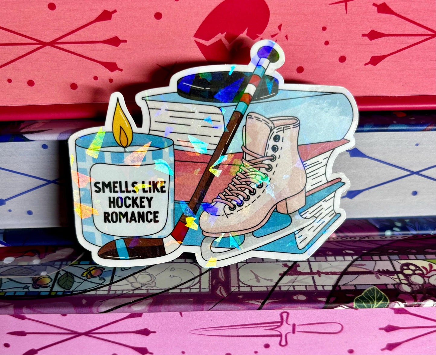 Smells Like Hockey Romance Book Stack Sticker