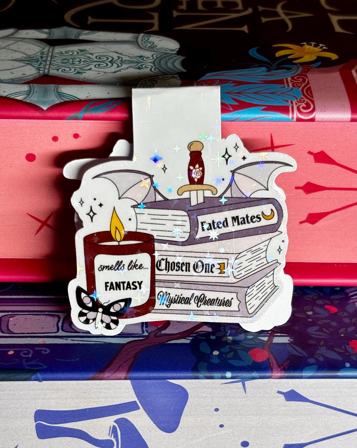 Mini Smells Like Fantasy Book Stack Magnetic Bookmark