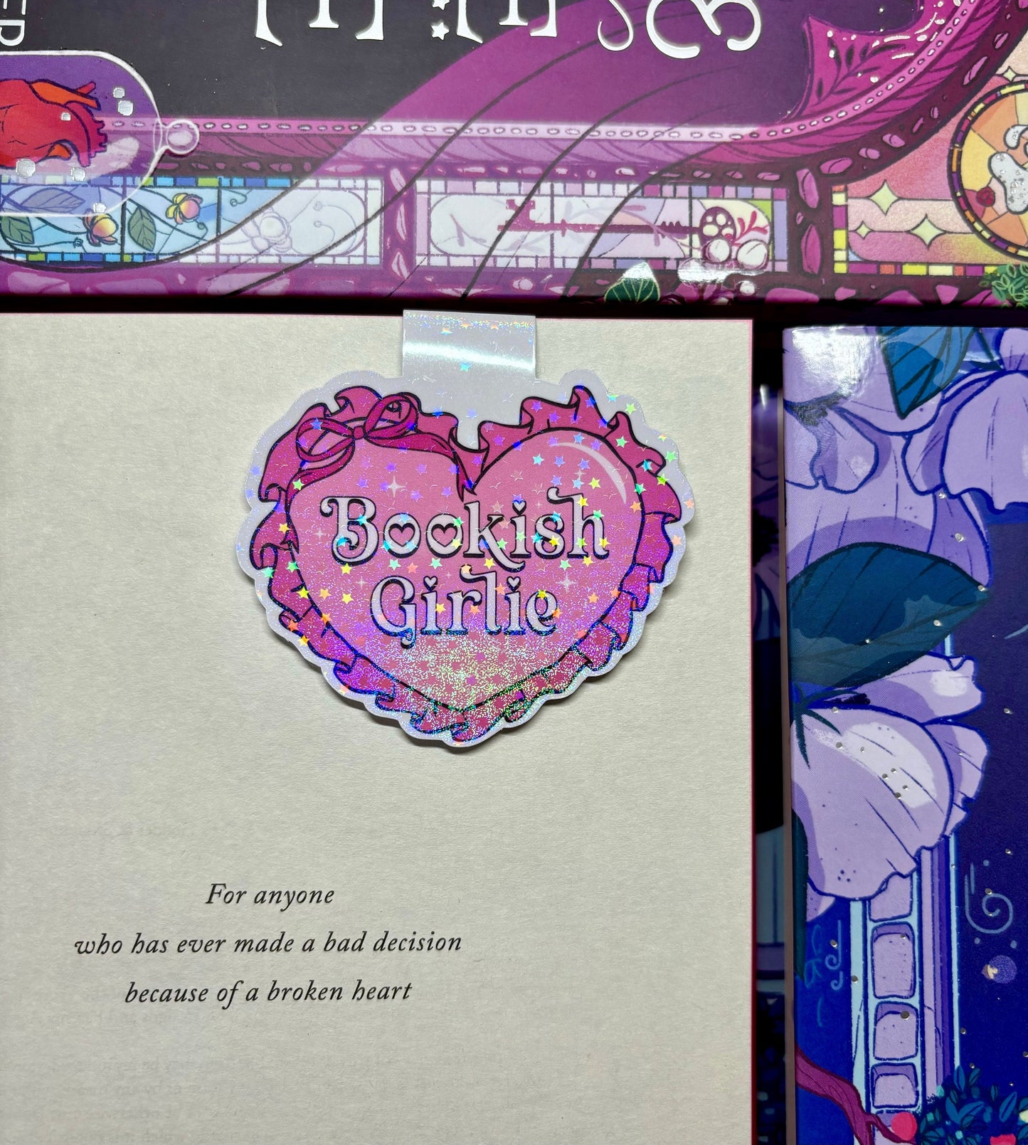 Cute Bookish Girlie Heart Magnetic Bookmark