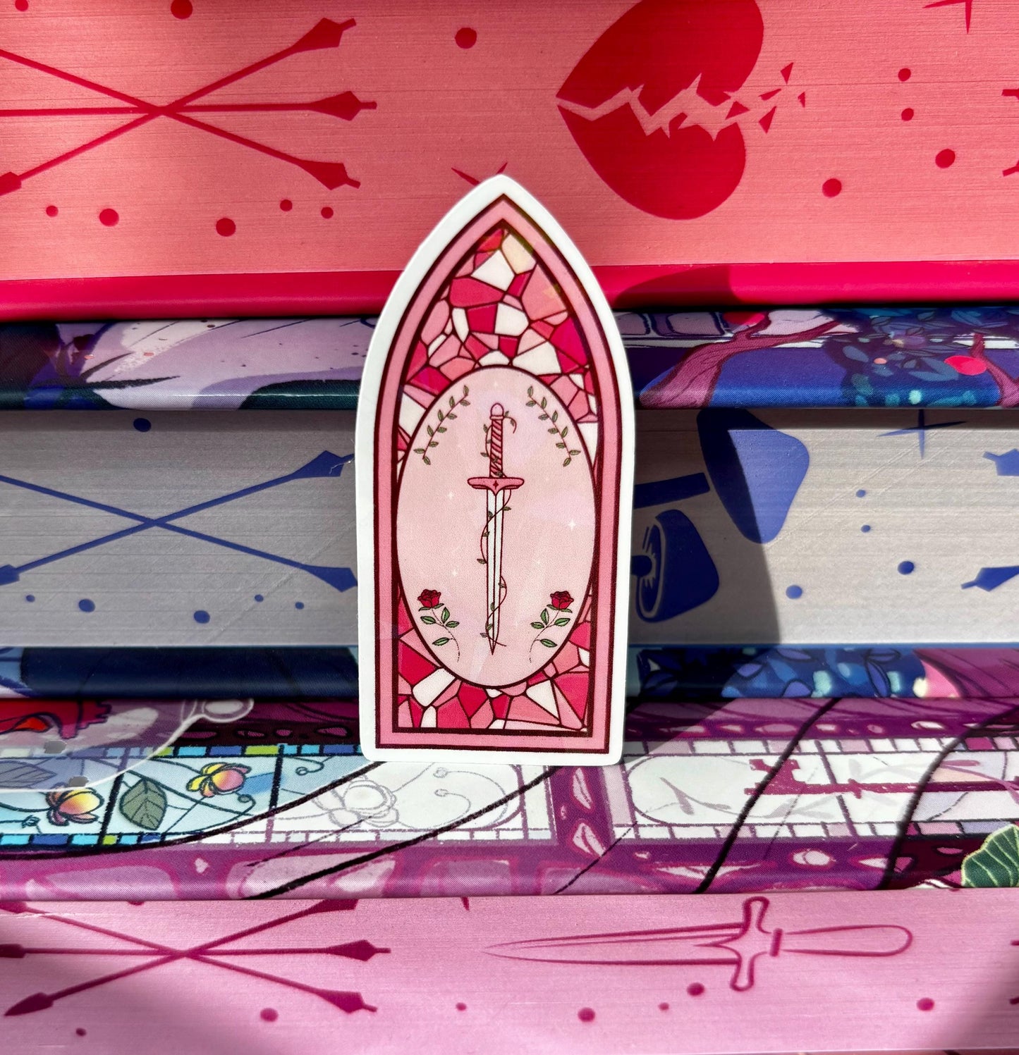 Mini Pink Stained Glass Fantasy Window Sticker