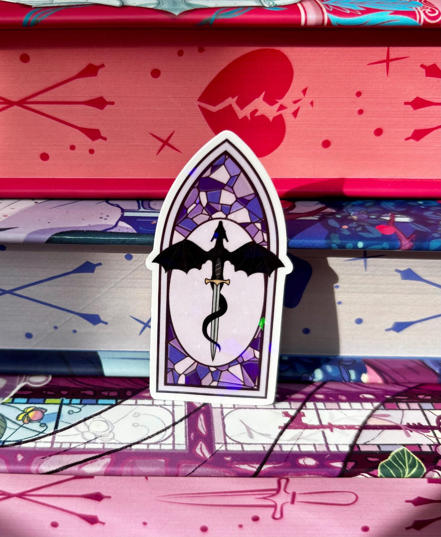 Mini Purple Stained Glass Dragon Window Sticker