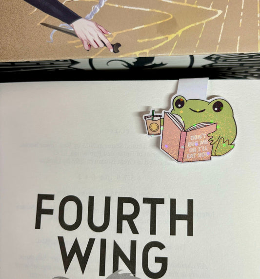 Mini Cute Bookish Reading Frog "Don't Bug Me Or I'll Eat You" Magnetic Bookmark
