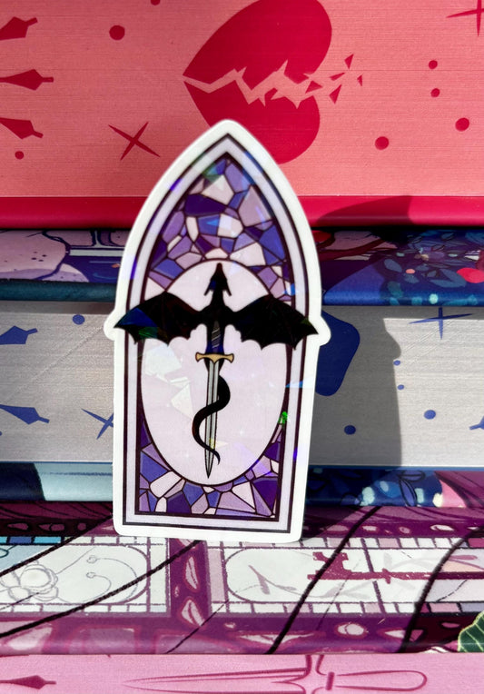 Mini Purple Stained Glass Dragon Window Sticker