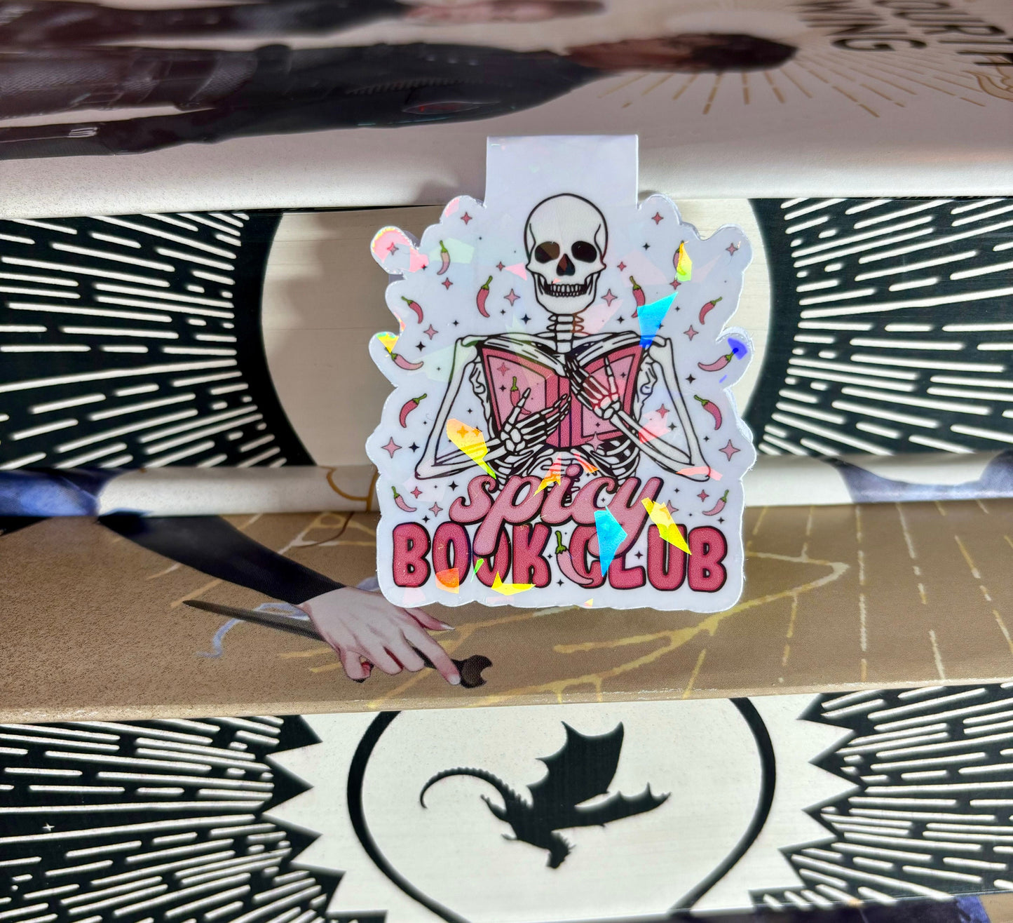 Mini Spicy Book Club skeleton Magnetic Bookmark
