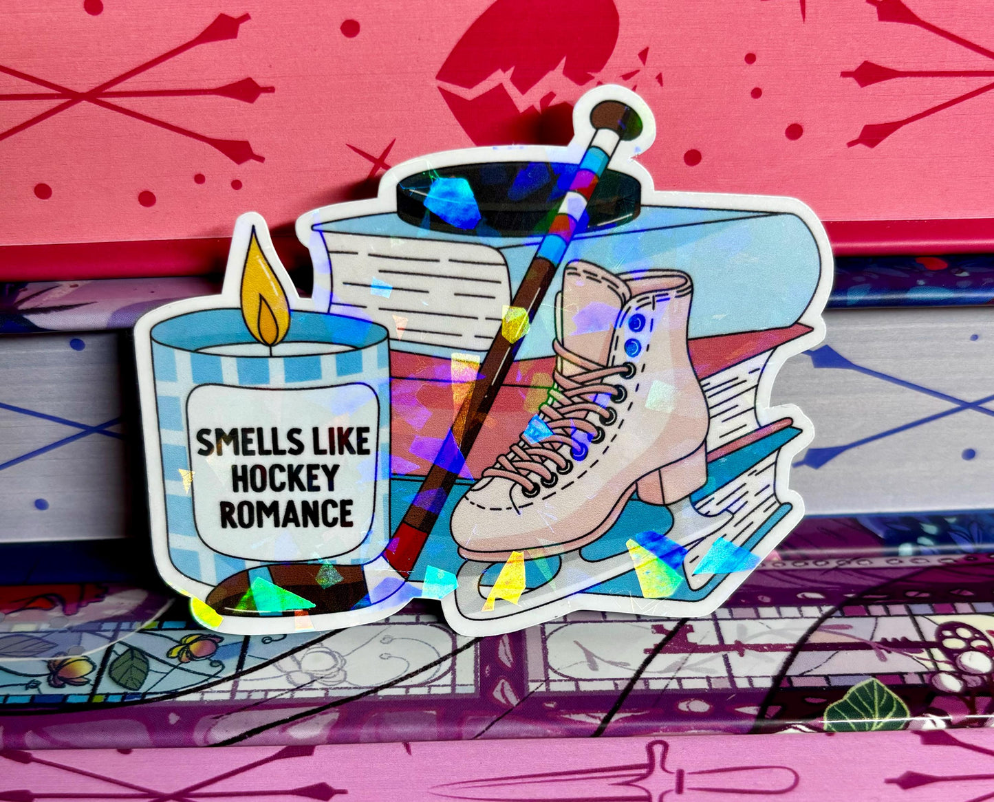 Smells Like Hockey Romance Book Stack Sticker