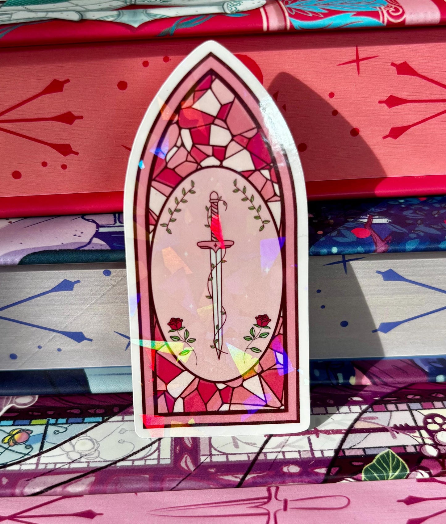 Pink Stained Glass Fantasy Window Sticker
