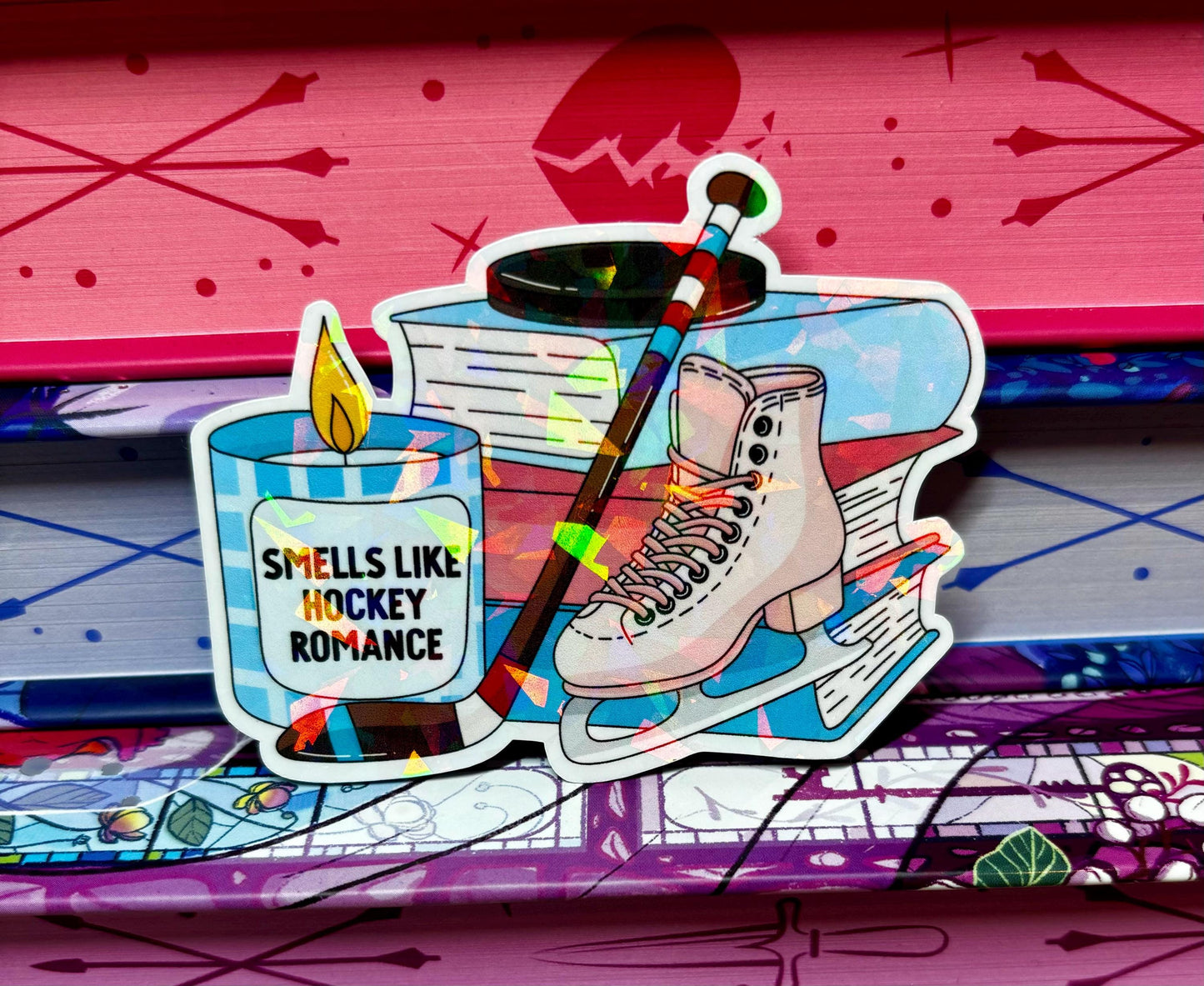 Smells Like Hockey Romance Book Stack Sticker