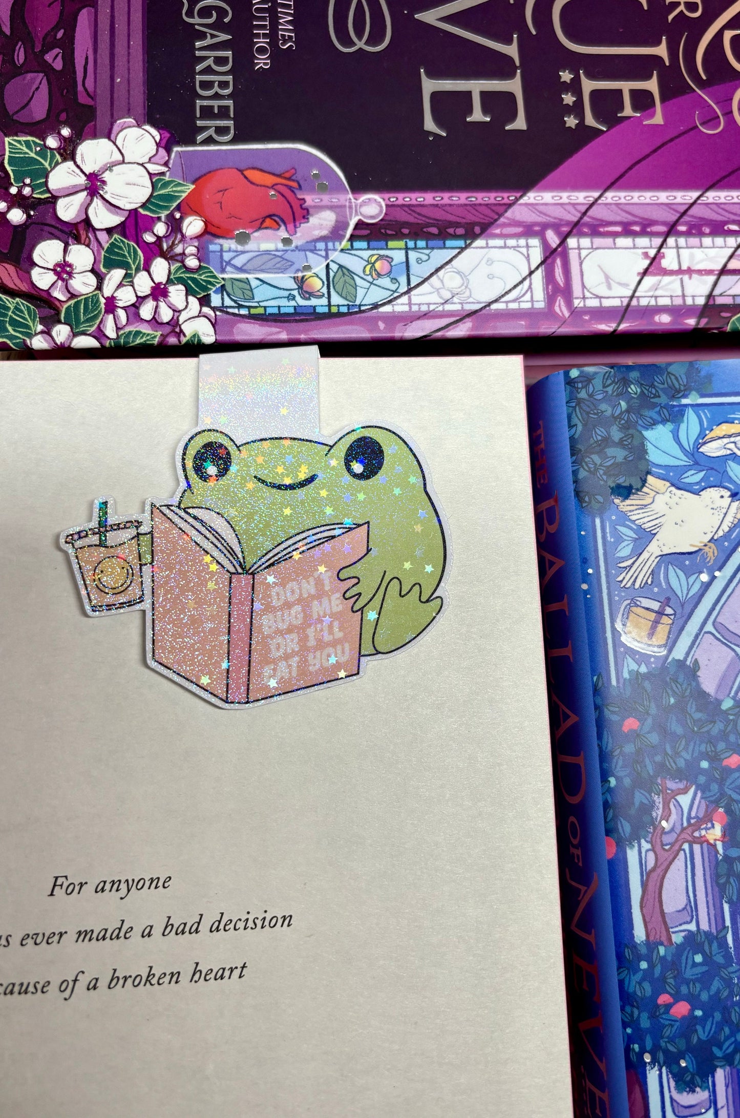 Cute Bookish Reading Frog "Don't Bug Me Or I'll Eat You" Magnetic Bookmark