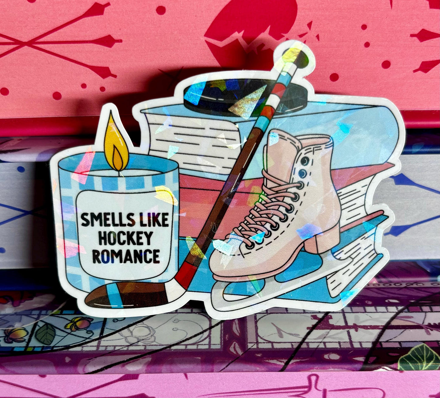 Smells Like Hockey Romance Book Stack Sticker