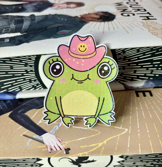 Cute Cowgirl Frog Sticker