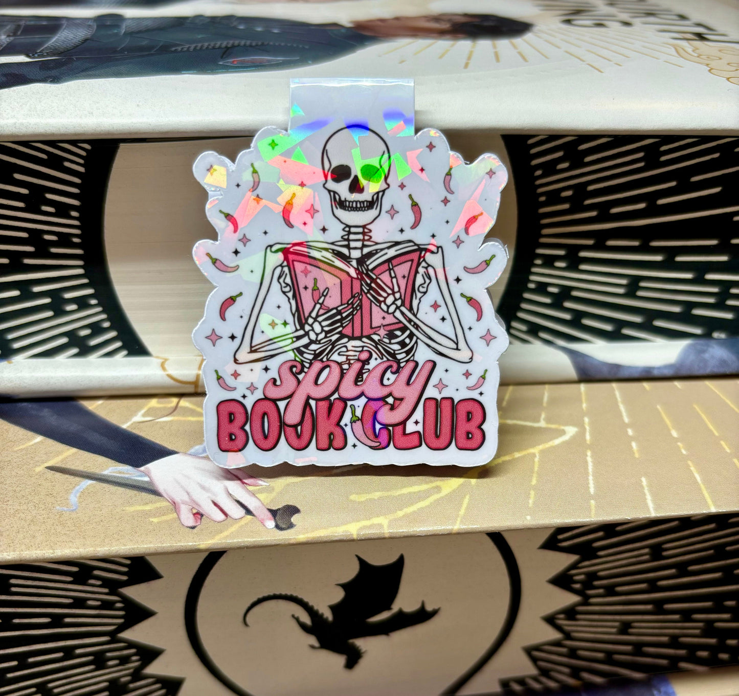 Mini Spicy Book Club skeleton Magnetic Bookmark