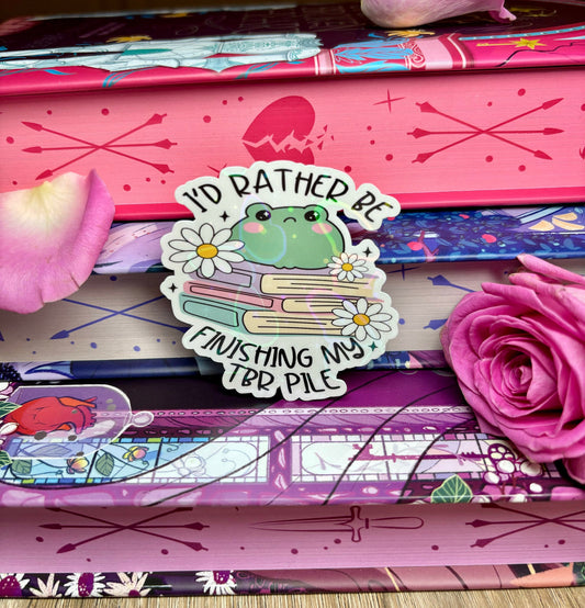 I'd Rather Be Finishing My TBR Pile Frog Sticker