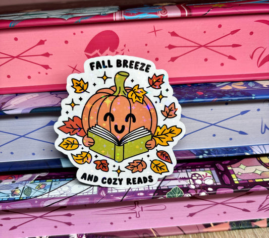 Fall Breeze And Cosy Reads Pumpkin Sticker