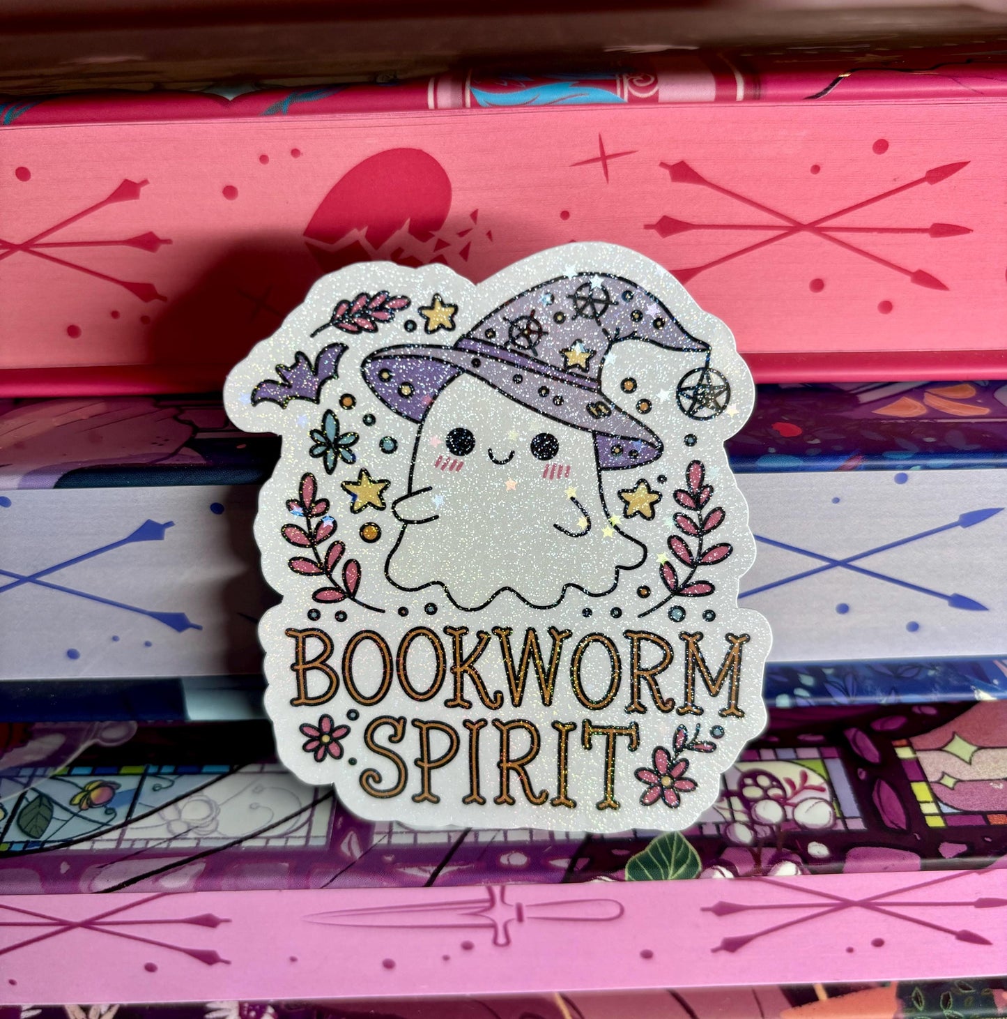 Cute Bookworm Spirit Ghost Sticker